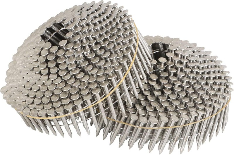 marddpair 15 Degree Stainless Steel Siding Nails 1-1/4-Inch x .090-Inch Collated Wire Coil Siding Nails 304 Stainless Steel 3600 Count - Image 1